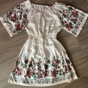 Embroidered Cream Mini Dress